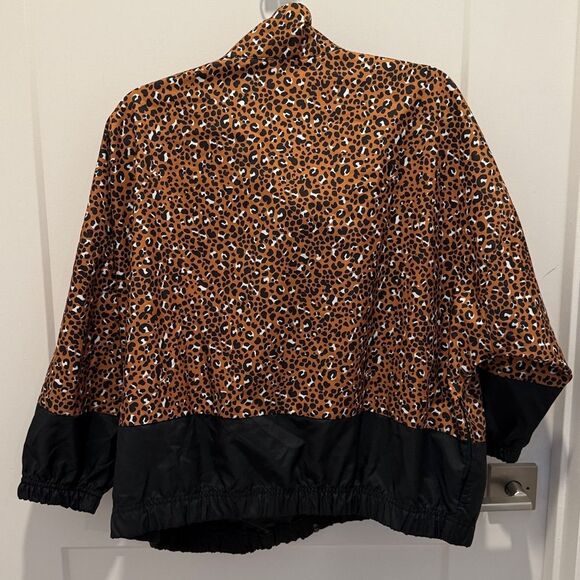 Nike Cheetah Print Leopard Windbreaker Track Jacket 3/4 sleeves, Size Large - Picture 10 of 13